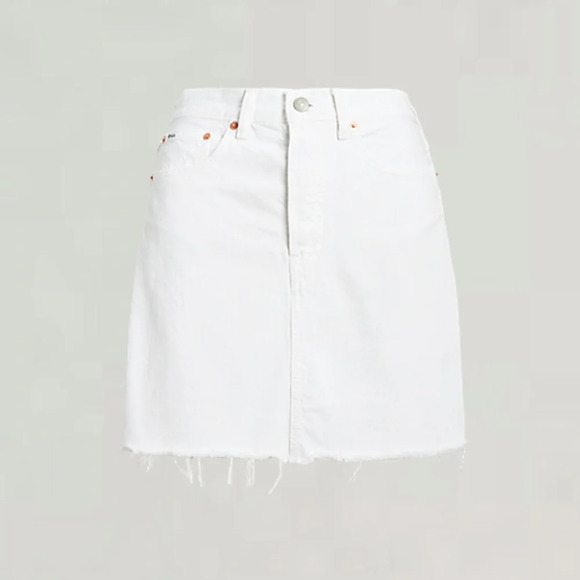 Polo Ralph Lauren Women White Distressed Hem Short Denim Jean Skirt Size 31 - Picture 5 of 13